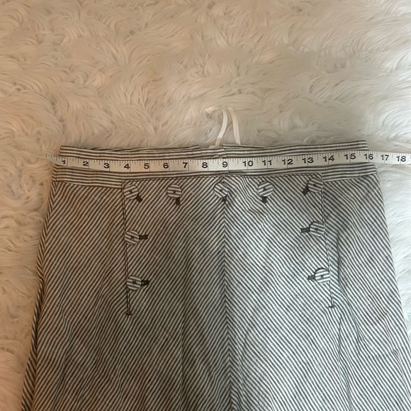J. Crew Womens Midi Skirt size 6 Gray Striped 100% Linen button detail nautical - Picture 5 of 6